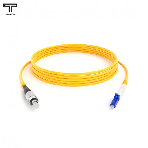 ТЕЛКОМ ШОС-3.0-FC/U-LC/U-SM-15м-LSZH-YL Шнур оптический simplex FC/UPC-LC/UPC 9/125 OS2 (G.652.D) одномодовый SM (3.0мм) LSZH, длина 15м
