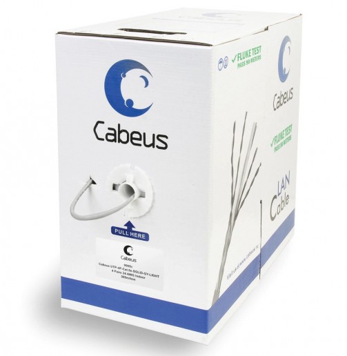 Cabeus UTP-4P-Cat.5e-SOLID-GY-LIGHT Кабель витая пара UTP (U/UTP), категория 5e, 4 пары 0,48мм (24 AWG), одножильный, PVC нг(А)-LS, серый (305 м)