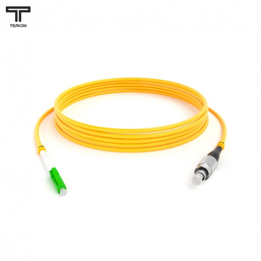 ТЕЛКОМ ШОС-3.0-LC/A-FC/U-SM-6м-LSZH-YL Шнур оптический simplex LC/APC-FC/UPC 9/125 OS2 одномодовый SM (3.0мм) LSZH, длина 6м