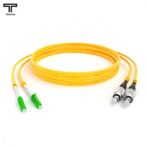 ТЕЛКОМ ШОС-2х3.0-2LC/A-2FC/U-SM-25м-LSZH-YL Шнур оптический duplex LC/APC-FC/UPC 9/125 OS2 одномодовый SM (3.0мм) LSZH, длина 25м