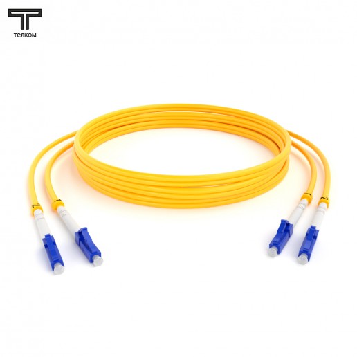 ТЕЛКОМ ШОС-2x3.0-2LC/U-2LC/U-SM-1.5м-LSZH-YL Шнур оптический duplex LC/UPC-LC/UPC 9/125 OS2 (G.652.D) одномодовый SM (3.0мм) LSZH длина 1,5м