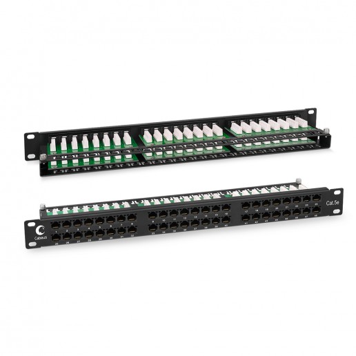 Cabeus PLHD-48-Cat.5e-Dual IDC-1U Патч-панель высокой плотности 19", 1U, 48 портов RJ-45, категория 5e, Dual IDC