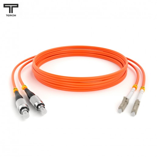 ТЕЛКОМ ШОС-2х3.0-2FC/U-2LC/U-MM50-3м-LSZH-OR Шнур оптический duplex FC/UPC-LC/UPC 50/125 OM2 многомодовый MM (3.0мм) LSZH, длина 3м