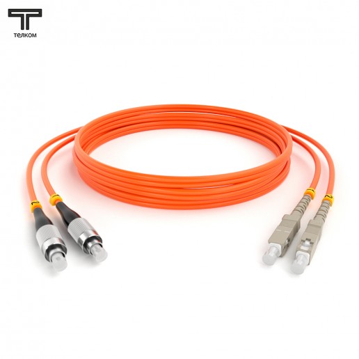 ТЕЛКОМ ШОС-2х3.0-2FC/U-2SC/U-MM50-30м-LSZH-OR Шнур оптический duplex FC/UPC-SC/UPC 50/125 OM2 многомодовый MM (3.0мм) LSZH, длина 30м