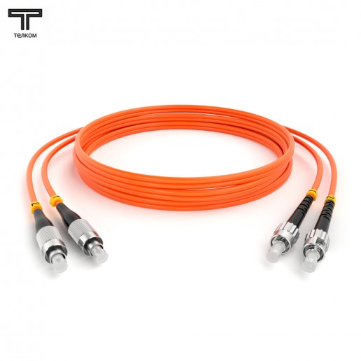 ТЕЛКОМ ШОС-2х3.0-2FC/U-2ST/U-MM50-20м-LSZH-OR Шнур оптический duplex FC/UPC-ST/UPC 50/125 OM2 многомодовый MM (3.0мм) LSZH, длина 20м