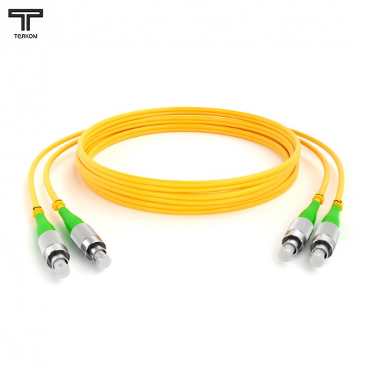 ТЕЛКОМ ШОС-2х3.0-2FC/A-2FC/A-SM-7м-LSZH-YL Шнур оптический duplex FC/APC-FC/APC 9/125 OS2 одномодовый SM (3.0мм) LSZH, длина 7м