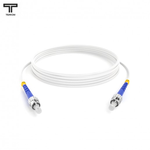 ТЕЛКОМ ШОС-3.0-ST/U-ST/U-SM(A1)-10м-LSZH-WH Шнур оптический simplex ST/UPC-ST/UPC 9/125 OS2 (G.657A1) одномодовый SM (3.0мм) LSZH, цвет белый, длина 10м