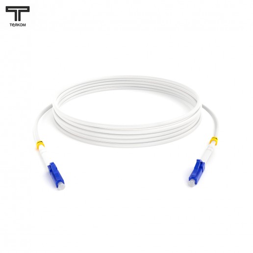 ТЕЛКОМ ШОС-3.0-LC/U-LC/U-SM(A1)-75м-LSZH-WH Шнур оптический simplex LC/UPC-LC/UPC 9/125 OS2 (G.657A1) одномодовый SM (3.0мм) LSZH, цвет белый, длина 75м
