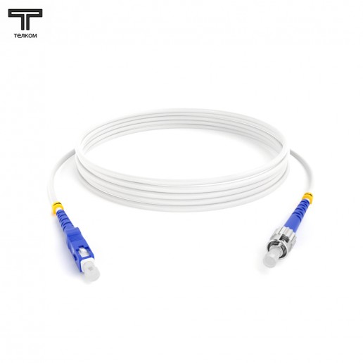 ТЕЛКОМ ШОС-3.0-SC/U-ST/U-SM(A1)-1м-LSZH-WH Шнур оптический simplex SC/UPC-ST/UPC 9/125 OS2 (G.657A1) одномодовый SM (3.0мм) LSZH, цвет белый, длина 1м