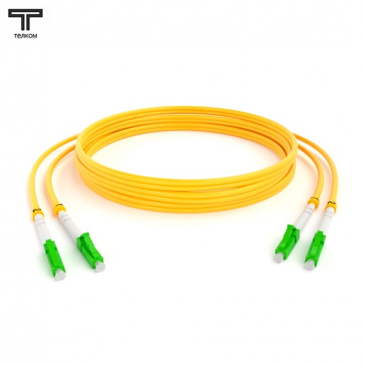 ТЕЛКОМ ШОС-2х3.0-2LC/A-2LC/A-SM-10м-LSZH-YL Шнур оптический duplex LC/APC-LC/APC 9/125 OS2 одномодовый SM (3.0мм) LSZH, длина 10м