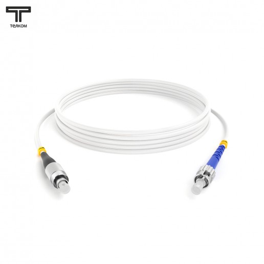 ТЕЛКОМ ШОС-3.0-FC/U-ST/U-SM(A1)-75м-LSZH-WH Шнур оптический simplex FC/UPC-ST/UPC 9/125 OS2 (G.657A1) одномодовый SM (3.0мм) LSZH, цвет белый, длина 75м