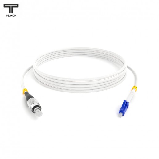 ТЕЛКОМ ШОС-3.0-FC/U-LC/U-SM(A1)-60м-LSZH-WH Шнур оптический simplex FC/UPC-LC/UPC 9/125 OS2 (G.657A1) одномодовый SM (3.0мм) LSZH, цвет белый, длина 60м