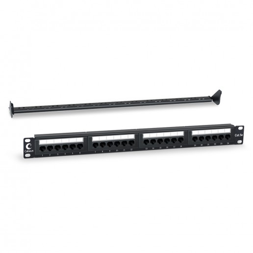 Cabeus PL-24-Cat.5e-Dual IDC Патч-панель 19" (1U), 24 порта RJ-45, категория 5e, Dual IDC, с задним кабельным организатором