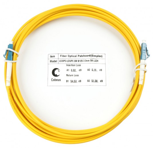 Cabeus FOP(s)-9-LC-LC-5m Шнур оптический simplex LC-LC 9/125 sm 5м LSZH