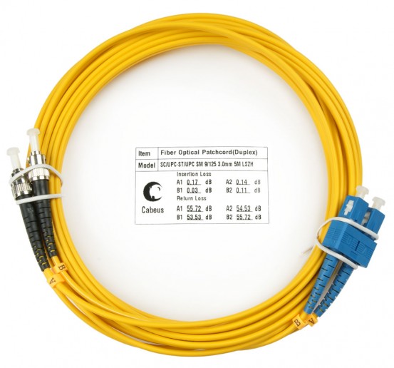 Cabeus FOP(d)-9-SC-ST-15m Шнур оптический duplex SC-ST 9/125 sm 15м LSZH