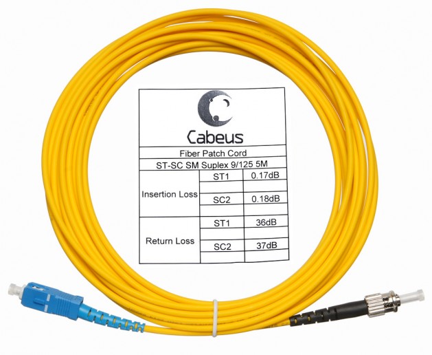 Cabeus FOP(s)-9-SC-ST-5m Шнур оптический simplex SC-ST 9/125 sm 5м LSZH
