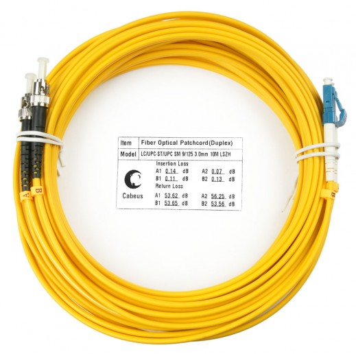 Cabeus FOP(d)-9-LC-ST-10m Шнур оптический duplex LC-ST 9/125 sm 10м LSZH