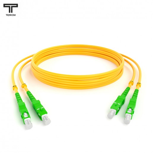ТЕЛКОМ ШОС-2х3.0-2SC/A-2SC/A-SM-5м-LSZH-YL Шнур оптический duplex SC/APC-SC/APC 9/125 OS2 одномодовый SM (3.0мм) LSZH, длина 5м