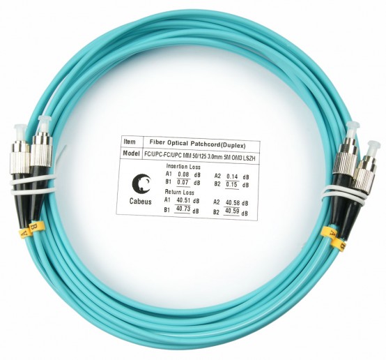 Cabeus FOP-50-FC-FC-5m Шнур оптический duplex FC-FC 50/125 mm OM3 5м LSZH