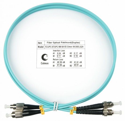 Cabeus FOP-50-FC-ST-1,5m Шнур оптический duplex FC-ST 50/125 mm OM3 1,5м LSZH