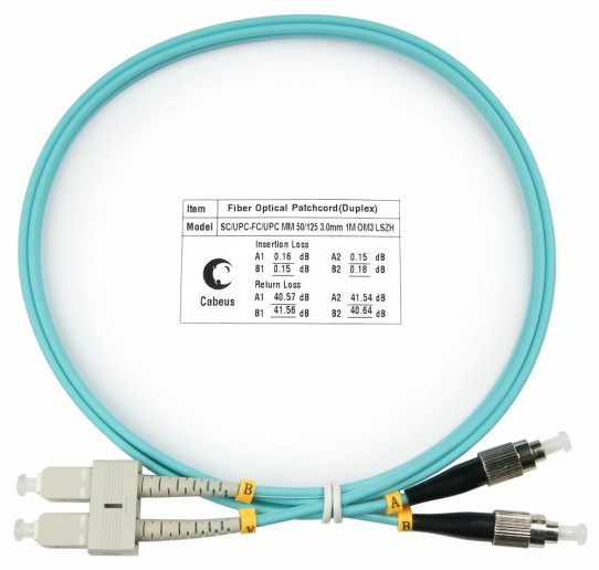 Cabeus FOP-50-SC-FC-1,5m Шнур оптический duplex SC-FC 50/125 mm OM3 1,5м LSZH