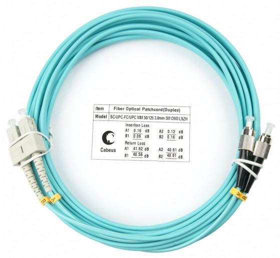 Cabeus FOP-50-SC-FC-20m Шнур оптический duplex SC-FC 50/125 mm OM3 20м LSZH