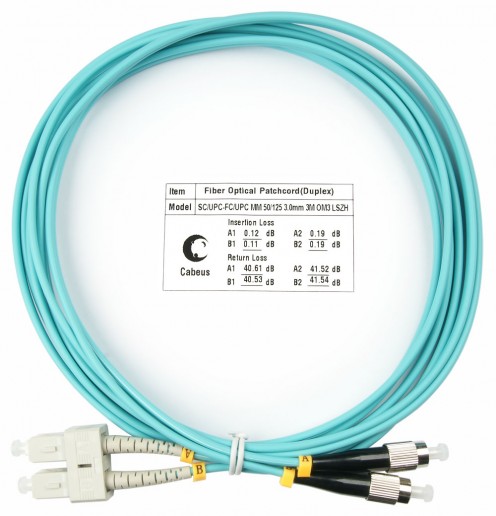 Cabeus FOP-50-SC-FC-3m Шнур оптический duplex SC-FC 50/125 mm OM3 3м LSZH