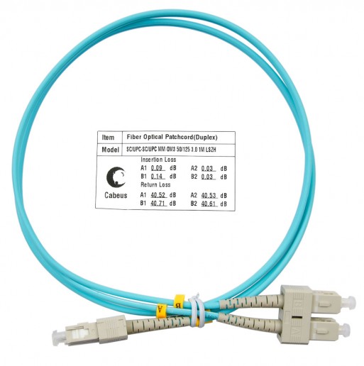 Cabeus FOP-50-SC-SC-1,5m Шнур оптический duplex SC-SC 50/125 mm OM3 1,5м LSZH