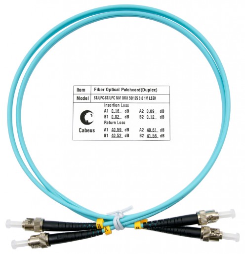 Cabeus FOP-50-ST-ST-1,5m Шнур оптический duplex ST-ST 50/125 mm OM3 1,5м LSZH