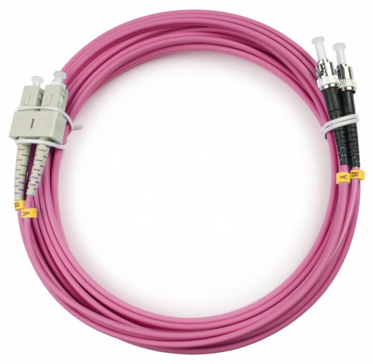 Cabeus FOP-50-OM4-SC-ST-5m Шнур оптический duplex SC-ST 50/125 mm OM4 5м LSZH