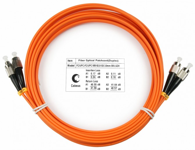 Cabeus FOP-62-FC-FC-7m Шнур оптический duplex FC-FC 62,5/125 mm 7м LSZH