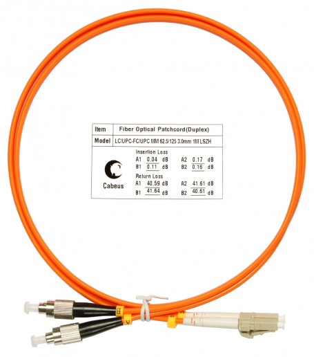 Cabeus FOP-62-LC-FC-1,5m Шнур оптический duplex LC-FC 62,5/125 mm 1,5м LSZH