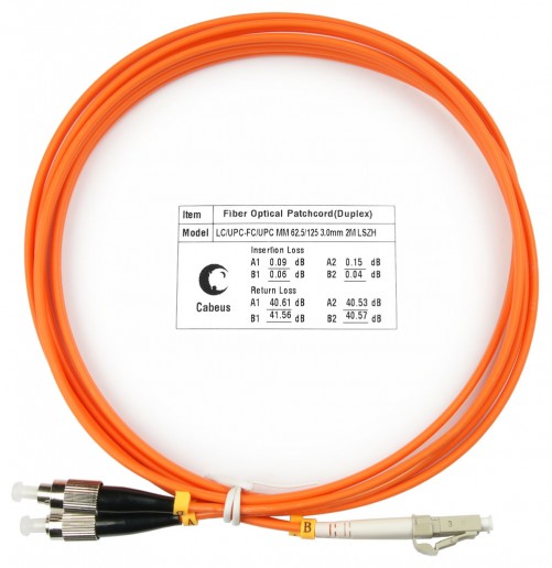 Cabeus FOP-62-LC-FC-3m Шнур оптический duplex LC-FC 62,5/125 mm 3м LSZH