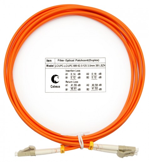 Cabeus FOP-62-LC-LC-3m Шнур оптический duplex LC-LC 62,5/125 mm 3м LSZH