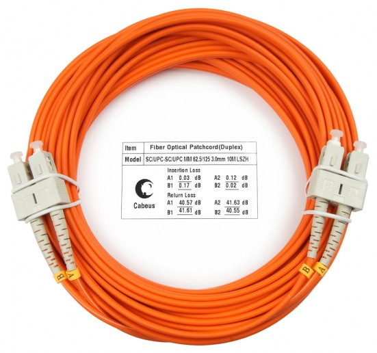 Cabeus FOP-62-SC-SC-15m Шнур оптический duplex SC-SC 62,5/125 mm 15м LSZH