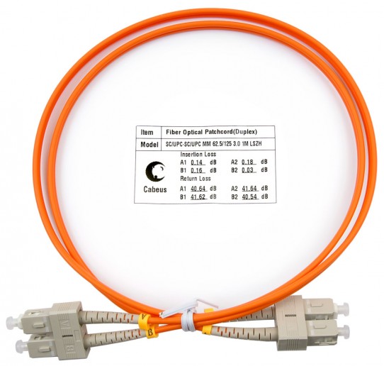 Cabeus FOP-62-SC-SC-1m Шнур оптический duplex SC-SC 62,5/125 mm 1м LSZH