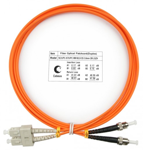 Cabeus FOP-62-SC-ST-3m Шнур оптический duplex SC-ST 62,5/125 mm 3м LSZH