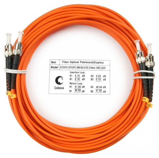 Cabeus FOP-62-ST-ST-25m Шнур оптический duplex ST-ST 62,5/125 mm 25м LSZH