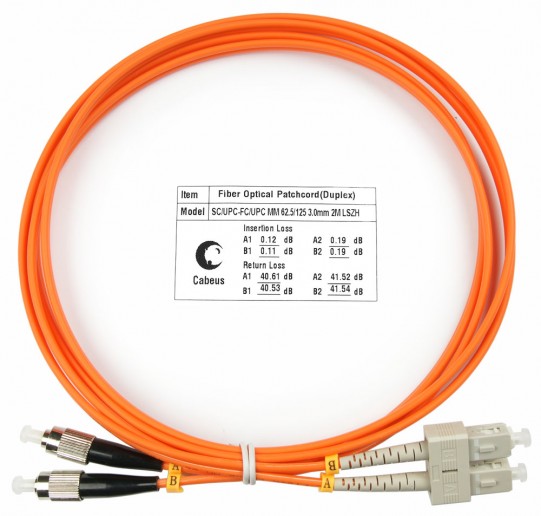 Cabeus FOP-62-SC-FC-1,5m Шнур оптический duplex SC-FC 62,5/125 mm 1,5м LSZH