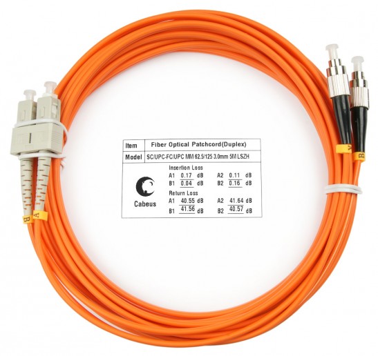 Cabeus FOP-62-SC-FC-5m Шнур оптический duplex SC-FC 62,5/125 mm 5м LSZH