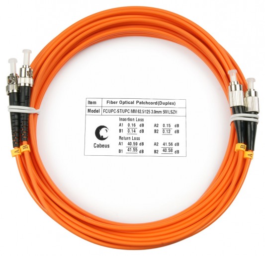 Cabeus FOP-62-FC-ST-7m Шнур оптический duplex FC-ST 62,5/125 mm 7м LSZH