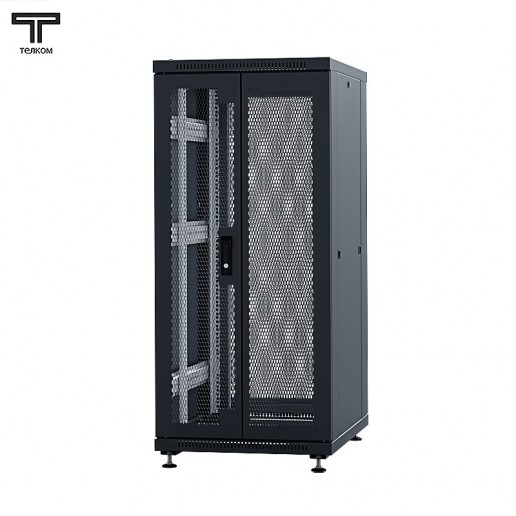 ТЕЛКОМ ТС-22.6.6-2ПП.9005М Шкаф напольный 22U 600x600x1098мм (ШхГхВ) телекоммуникационный 19", передняя дверь перфорированная распашная 2-х створчатая - задняя дверь перфорированная, цвет черный (RAL9005М) (5 мест)