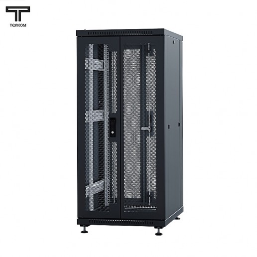 ТЕЛКОМ ТС-22.6.8-2П2П.9005М Шкаф напольный 22U 600x800x1098мм (ШхГхВ) телекоммуникационный 19", передняя дверь перфорированная распашная 2-х створчатая - задняя дверь перфорированная распашная 2-х створчатая, цвет черный (RAL9005М) (5 мест)