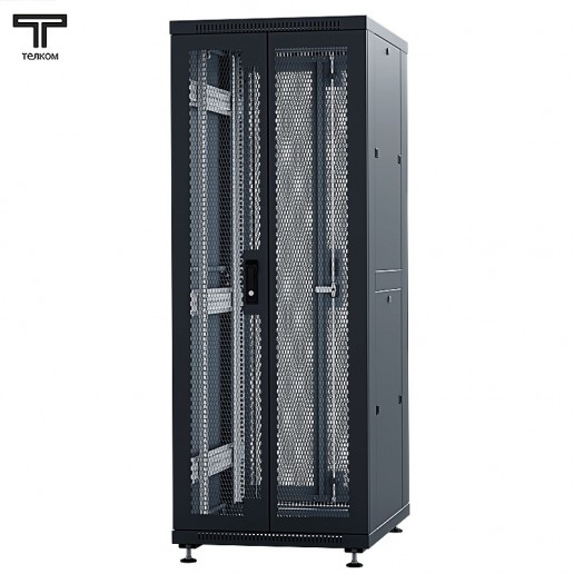 ТЕЛКОМ ТС-33.6.10-2П2П.9005М Шкаф напольный 33U 600x1000x1587мм (ШхГхВ) телекоммуникационный 19", передняя дверь перфорированная распашная 2-х створчатая - задняя дверь перфорированная распашная 2-х створчатая, цвет черный (RAL9005М) (5 мест)