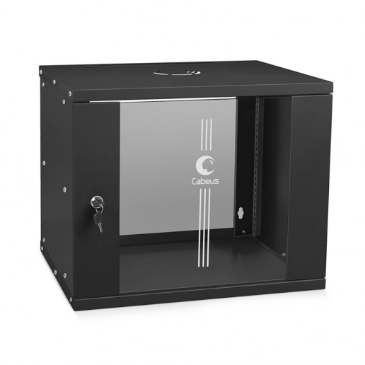 Cabeus WSC-05D-6U55/45-BK Шкаф телекоммуникационный настенный 19" 6U, серия LIGHT разборный, дверь стекло, цвет черный