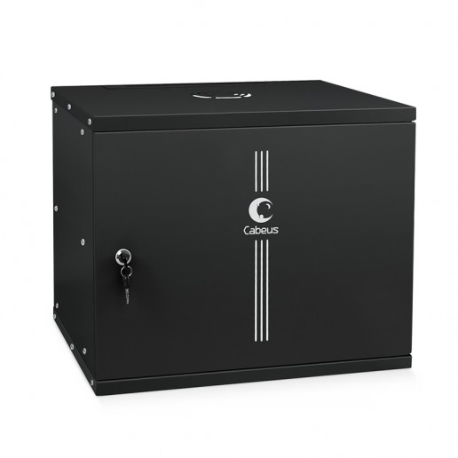 Cabeus WSC-05D-9U55/45m-BK Шкаф телекоммуникационный настенный 19" 9U, серия LIGHT разборный, дверь металл, цвет черный