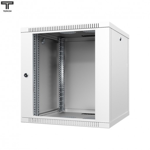 ТЕЛКОМ TLN-12.6.10-СМ.7035Ш Шкаф напольный 12U 600x1000x623мм (ШхГхВ) телекоммуникационный 19", передняя дверь стеклянная - задняя дверь металлическая, цвет серый (RAL7035Ш) (4 места)