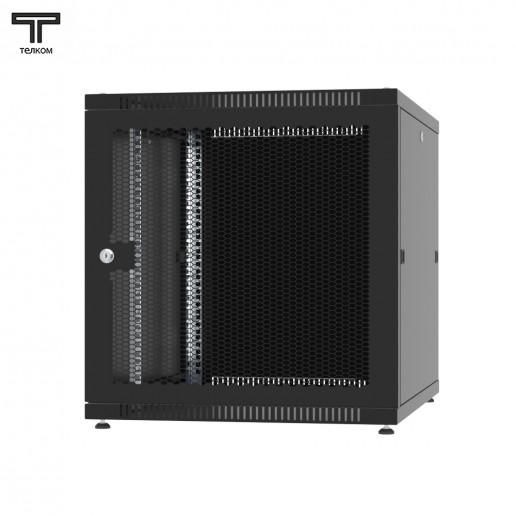 ТЕЛКОМ TLN-12.6.10-ПМ.9005МА Шкаф напольный 12U 600x1000x623мм (ШхГхВ) телекоммуникационный 19", передняя дверь перфорированная - задняя дверь металлическая, цвет черный (RAL9005МА) (4 места)