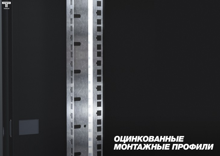 ТЕЛКОМ TLN-12.6.10-СП.9005МА Шкаф напольный 12U 600x1000x623мм (ШхГхВ) телекоммуникационный 19", передняя дверь стеклянная - задняя дверь перфорированная, цвет черный (RAL9005МА) (4 места)