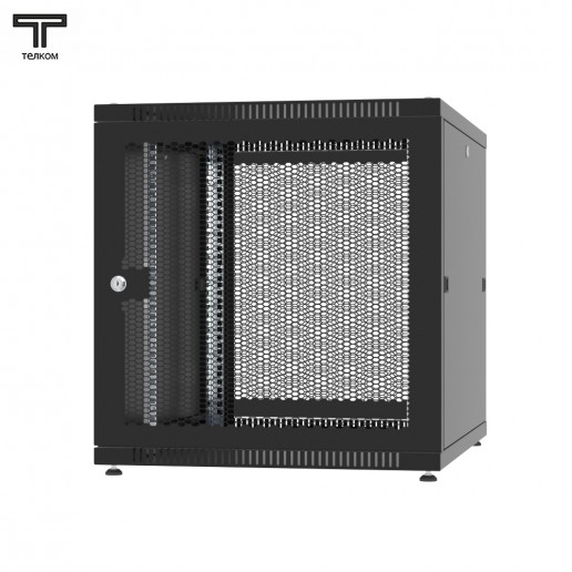 ТЕЛКОМ TLN-12.6.8-ПП.9005МА Шкаф напольный 12U 600x800x623мм (ШхГхВ) телекоммуникационный 19", передняя дверь перфорированная - задняя дверь перфорированная, цвет черный (RAL9005МА) (4 места)